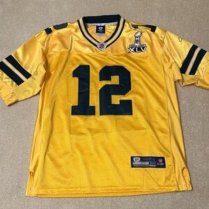 Vintage Onfield Reebok #12 Rogers GB Packers Superbowl patch Football Jersey 50